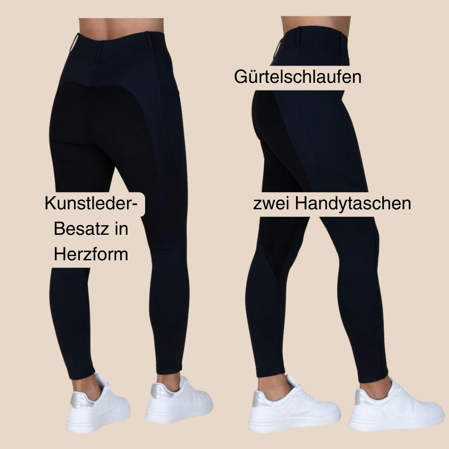 Reitleggings Kunstlederbesatz Royal Horsemen schwarz Details
