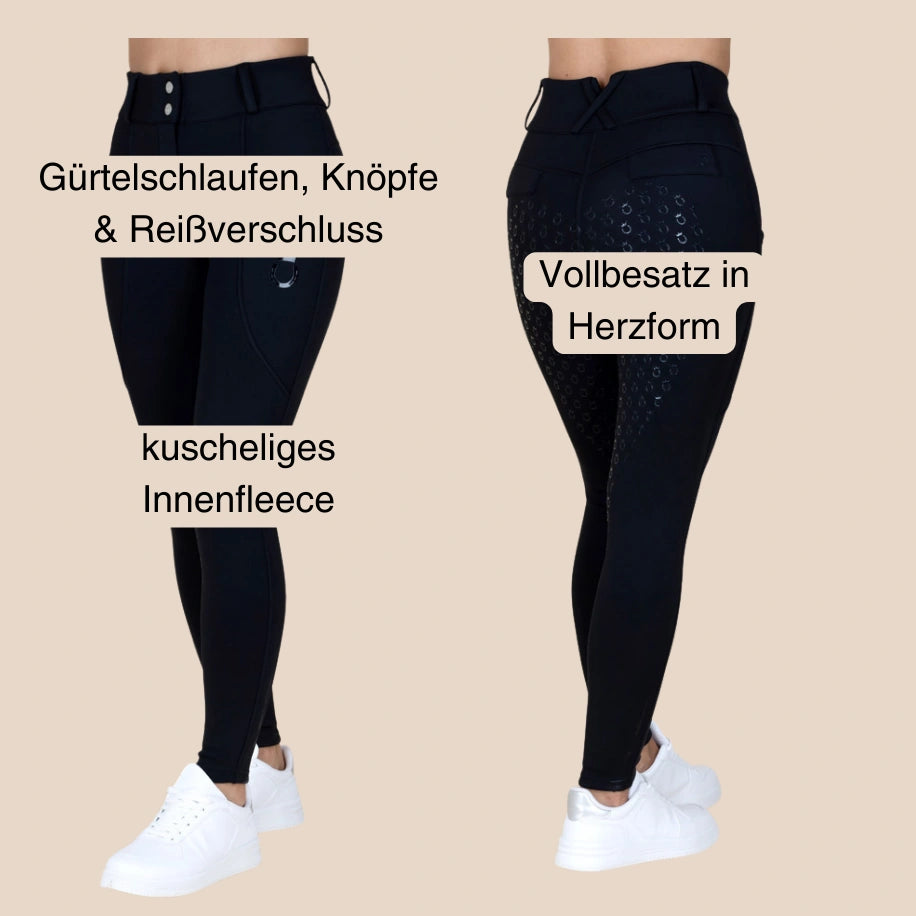 Winter Reithose Royal Horsemen Schwarz Handytasche Details