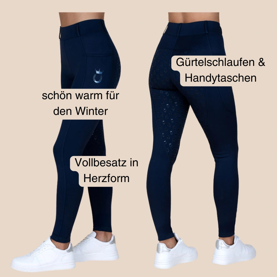 Royal Horsemen Winter Reitleggings Navy Vollbesatz Details