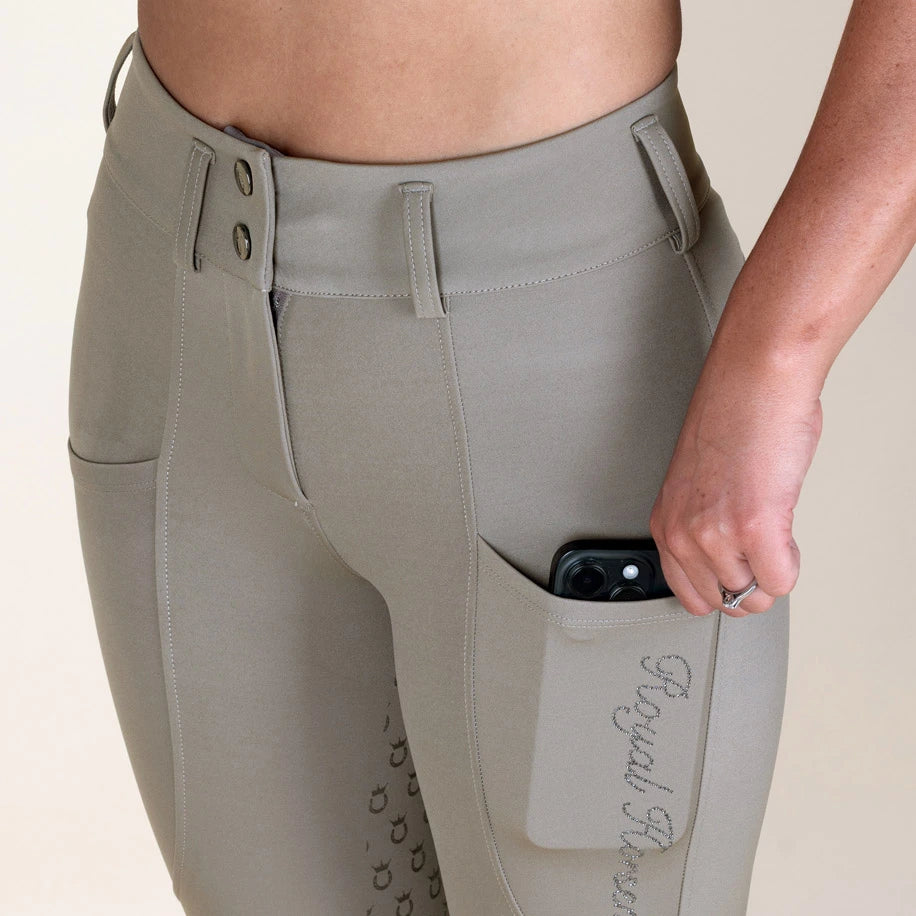 Reithose Royal Horsemen nachhaltig beige schlamm Handytasche