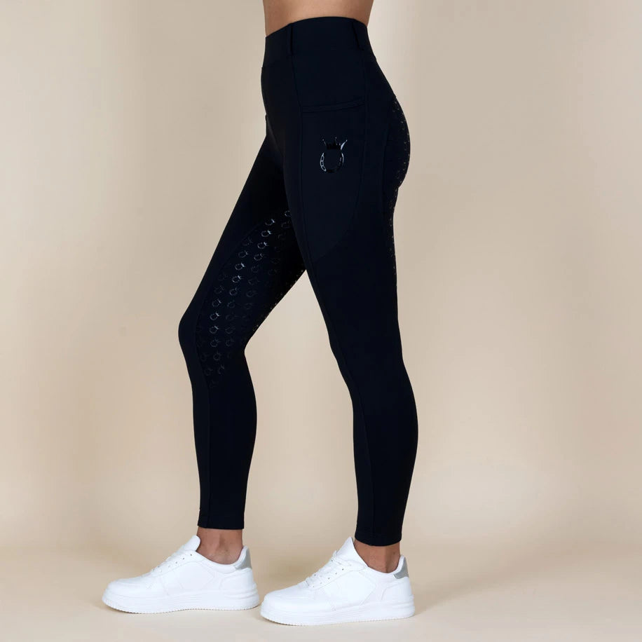 Nachhaltige Reitleggings recyceltes Polyester schwarz Royal Horsemen