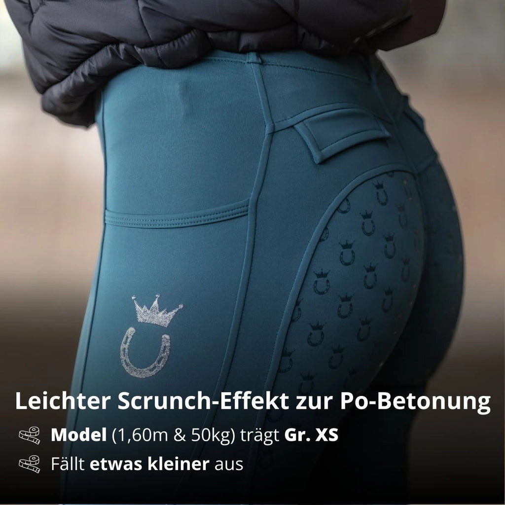 Reitleggings Sculpt PowerPetrol Royal Horsemen Vollbesatz Größenangabe