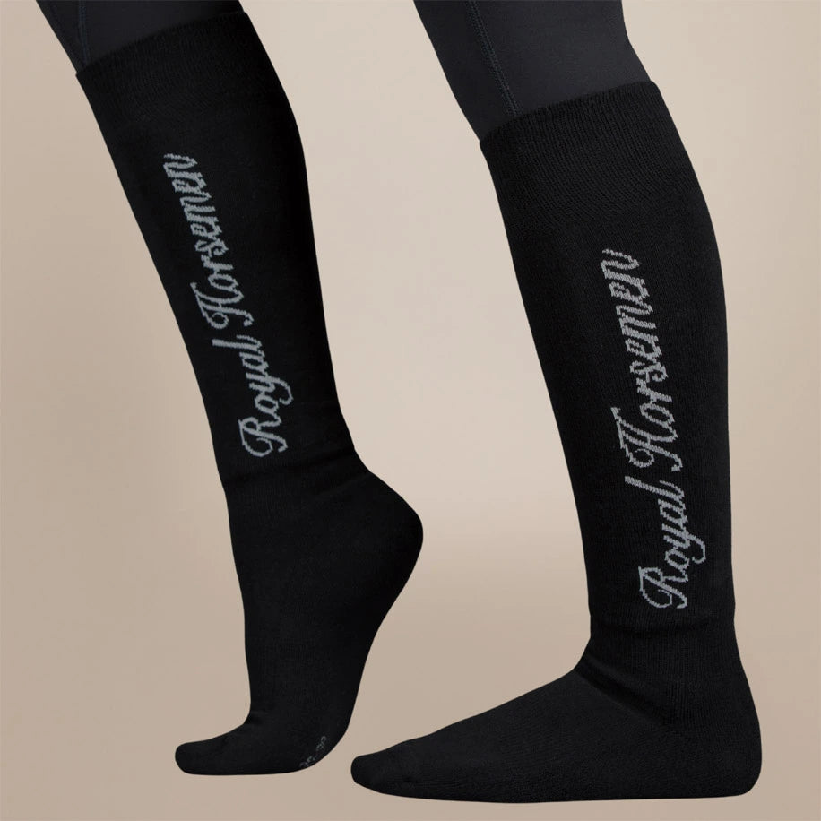 Royal Horsemen Reitsocken schwarz mit grauem Schriftzug