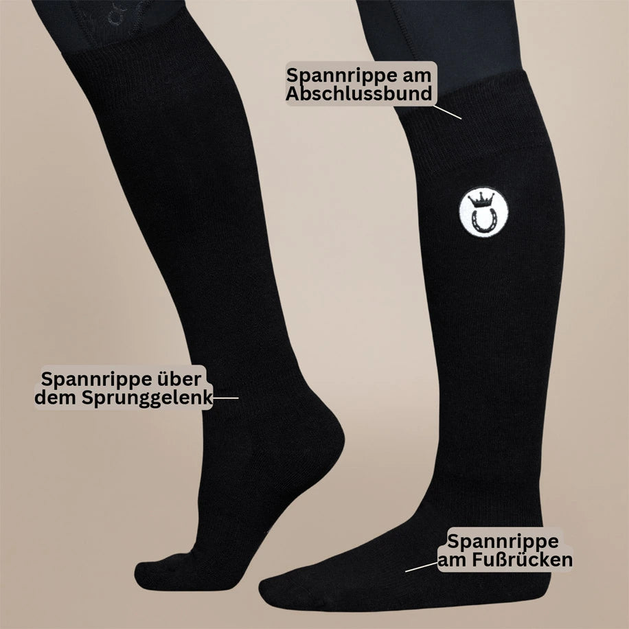 Reitsocken ShadowGrey Royal Horsemen nachhaltig schwarz Details