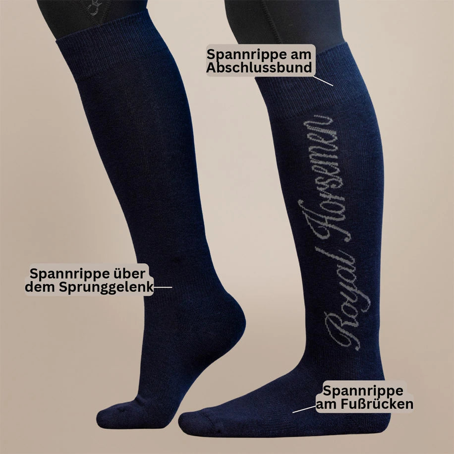 Reitsocken ShadowGrey Royal Horsemen nachhaltig navy Details