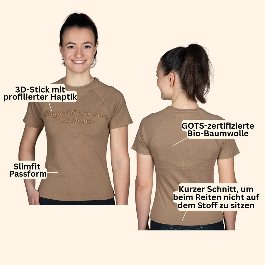 Royal Horsemen nachhaltiges T-Shirt GOTS Bio Baumwolle braun Details
