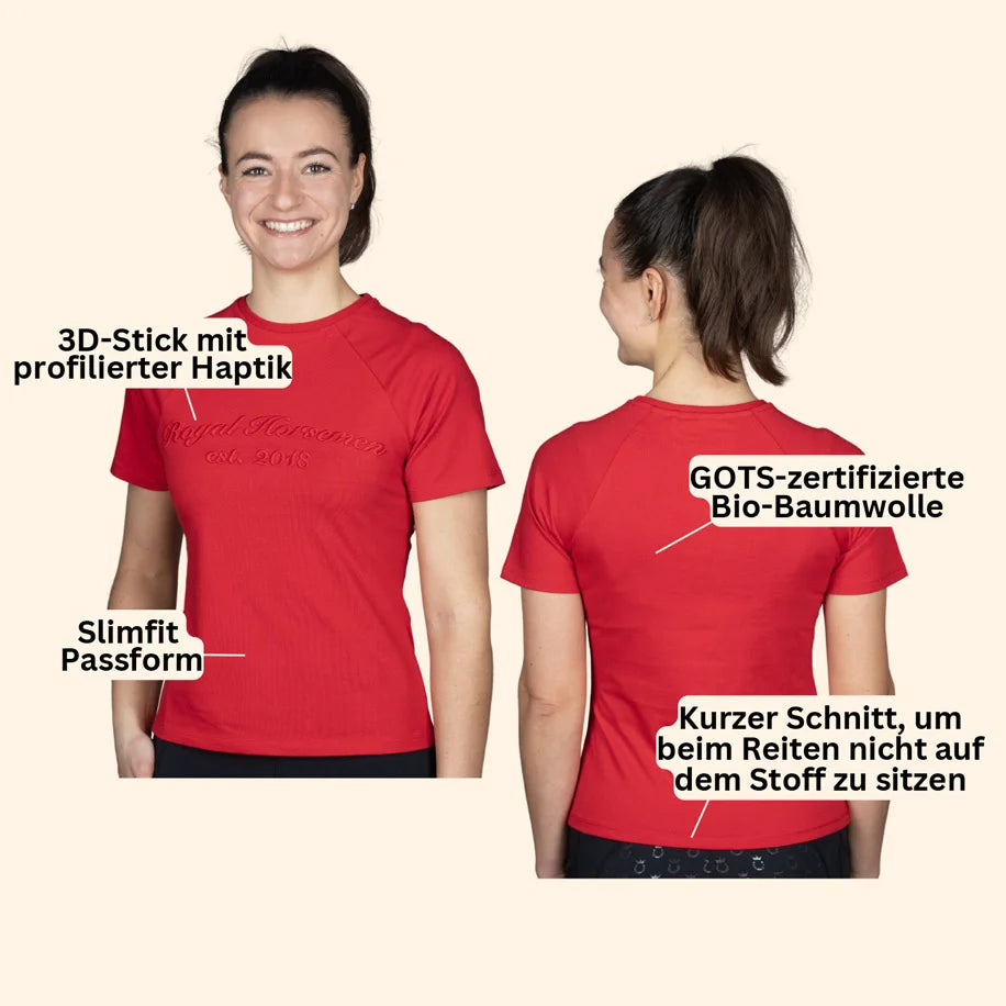 Royal Horsemen nachhaltiges T-Shirt GOTS Bio Baumwolle rot Details